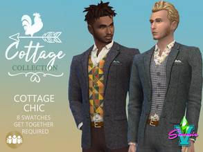 Sims 4 — Cottage Chic by SimmieV — Explore the options of Cottage Chic with this three piece suit and coordinated shirt
