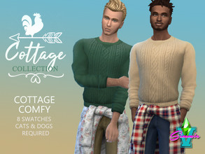 Sims 4 — Cottage Comfy by SimmieV — Stay comfy in this casual sweater and wrapped shirt ensemble that is always ready to