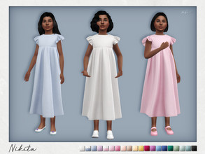 Sims 4 — Nikita Dress by Sifix2 — A long, high-waisted dress with ruffled sleeves. Available in 20 colors for child sims.