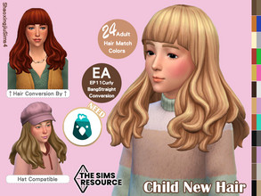 Sims 4 — Child EP11 CurlyBangStraigh Hair 24 Colors by jeisse197 — Child New Hair - Adult Mesh Conversion Category : Hair