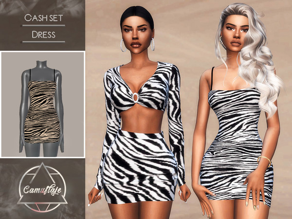 Sims 4 — Cash Set - Dress by Camuflaje — FashionNova inspiration - includes Top, Skirt & a Dress ** Part of the 3