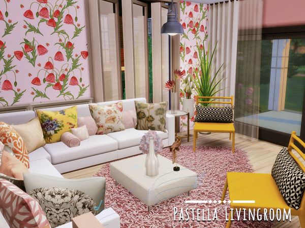 Sims 4 — Pastella Livingroom - Only TSR CC by GenkaiHaretsu — A livingroom in pastel colors to match the Pastella shell