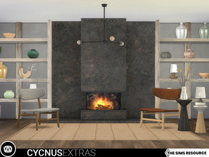 Sims 4 — Cycnus Extras by wondymoon — Wabi-sabi inspired living room extras set; fireplace, shelf unit, sitting area and