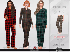 Sims 4 — Pajamas Pants 01 for female Sim by remaron — Pajamas Shirt for YA Female in The Sims 4