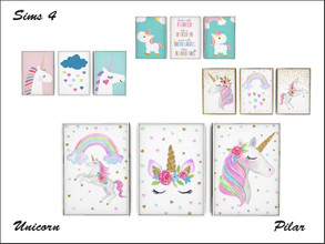 Sims 4 — Arcane Illusions Unicorn 3Paintings by Pilar — Arcane Illusions Unicorn 3Paintings