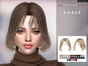 Sims 4 — Ember Hair by TsminhSims — New meshes - 30 colors - HQ texture - Custom shadow map, normal map - All LODs -
