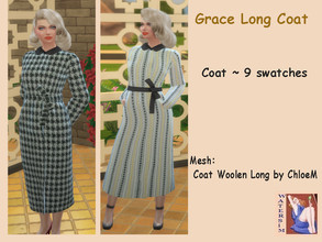 Sims 4 — ws Grace Long Coat - RC by watersim44 — Inspired from the vintage look of Grace Kelly. This is a standalone