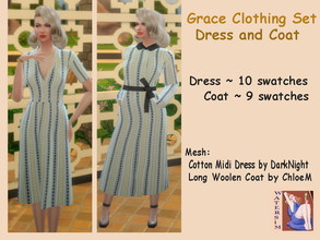 Sims 4 — ws Grace Dress and Coat Set by watersim44 — Inspired from the vintage look of Grace Kelly. ~ Dress recolor from