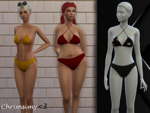 Sims 4 — Cross Tied Swimsuit by chrimsimy — A bikini with the top straps cross tied on opposite shoulders! Available in