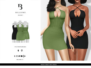 Sims 3 — Mesh Corset Mini Dress by Bill_Sims — This mini dress features structured boning throughout the bodice,