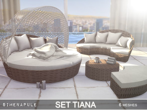 Sims 4 — Tiana Set by Simenapule — Set Tiana. A wicker outdoor set in 6 color.