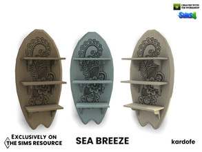 Sims 4 — Sea breeze_Shelving by kardofe — Wooden shelving, constructed from an old surfboard, in three colour choices