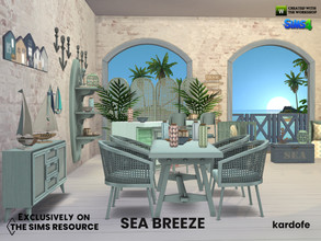 Sims 4 — Sea breeze by kardofe — Dining room of nautical inspiration, with fresh light wood furniture and grilles. It can