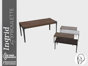 Sims 4 — Ingrid - Dining table by Syboubou — Dining chair made with wooden plank and metal legs.