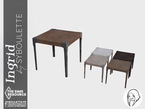 Sims 4 — Ingrid - Small dining table by Syboubou — Small dining chair made with wooden plank and metal legs.