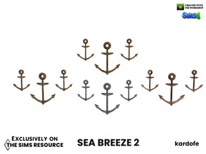 Sims 4 — Sea breeze_Anchor 2 by kardofe — Decorative wall set consisting of three rusty metal anchors, in four colour