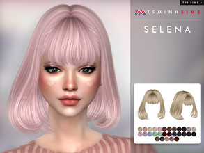 Sims 4 — Selena Hair by TsminhSims — New meshes - 30 colors - HQ texture - Custom shadow map, normal map - All LODs -