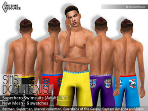 Sims 4 — Superhero Swimsuits V1 (Adult) by SimsDollhouse — Superhero swimsuits as a new mesh in 6 swatches for Sims 4