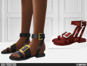 Sims 4 — 741 - Leather Sandals by ShakeProductions — Shoes/Flats - Sandals New Mesh All LODs Handpainted 13 Colors
