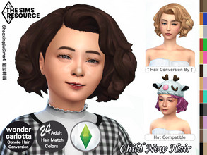 Sims 4 —  Child Ophelie Hair 24 Colors by jeisse197 — Child New Hair - Adult Mesh Conversion Category : Hair - 24 EA