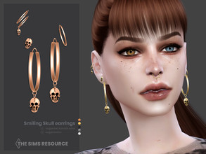 Sims 4 — Smiling Skull earrings by sugar_owl — Female hoop earrings with ear piercing, decorated with skulls. - new mesh