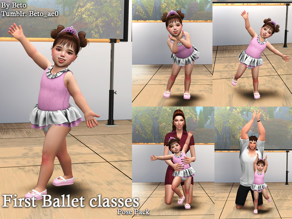 Sims 4 — First Ballet classes (Pose pack) by Beto_ae0 — Cute poses from ballet classes for babies - Includes 5 poses -