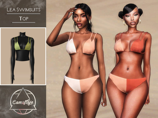 Sims 4 — Lea Swimsuits - Top by Camuflaje — Shein inspo - includes Top, Bottoms and 2 One Pieces ** Part of the 4 piece