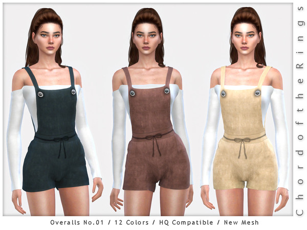 Sims 4 — Overalls No.01 by ChordoftheRings — ChordoftheRings Overalls No.01 - 12 Colors - New Mesh (All LODs) - All