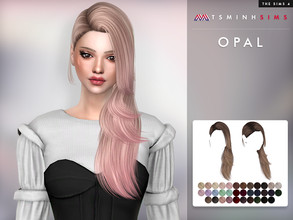 Sims 4 — Opal Hair by TsminhSims — New meshes - 35 colors - HQ texture - Custom shadow map, normal map - All LODs -