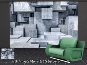 Sims 4 — MagicMural_Stepstone by matomibotaki — MB-MagicMural_Stepstone, stylish rough concrete wall with sculptural