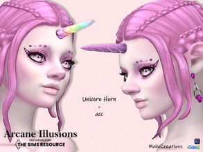 Sims 4 — Arcane Illusions - Unicorn Horn Acc by MahoCreations — The unicorn horn comes in 16 solid and 4 rainbow colors.