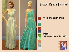 Sims 4 — ws Grace Dress Gown - RC by watersim44 — Inspired from clothing of Grace Kelly, vintage and retro style. Its a