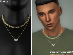Sims 4 — Halley Necklace Male by christopher0672 — This is a cute set of layered necklaces. One chunky chain choker and