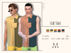 Sims 4 — Half Shirt by Charlotte_Morris — -Men's Half Shirt- 5 swatches Masculine Teen, Young Adult, Adult, Elder New