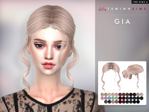 Sims 4 — Gia Hair by TsminhSims — New meshes - 35 colors - HQ texture - Custom shadow map, normal map - All LODs - Smooth