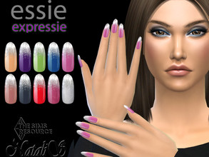 Sims 4 — Essie Expressie almond nails (silver tips)  by Natalis — Almond shaped nails inspired by the ESSIE Expressie