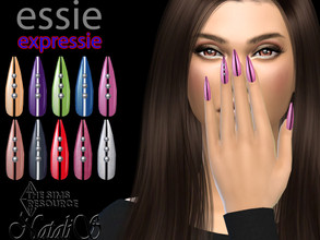 Sims 4 — Essie Expressie ballerina nails (with design) by Natalis — Ballerina shaped nails inspired by the ESSIE
