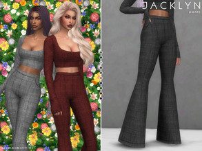 Sims 4 — JACKLYN | pants by Plumbobs_n_Fries — Patterned Flared Pants New Mesh HQ Texture Female | Teen - Elders Hot and