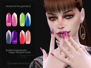 Sims 4 — Ahead Of The Gamer | Essie Expressie edge nails (mixed) by sugar_owl — Female long edge-shaped nails, come in