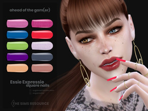 Sims 4 — Ahead Of The Gamer | Essie Expressie square nails (solid) by sugar_owl — Female long square-shaped nails, come