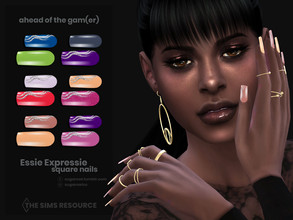 Sims 4 — Ahead Of The Gamer | Essie Expressie square nails (mixed) by sugar_owl — Female long square-shaped nails, come