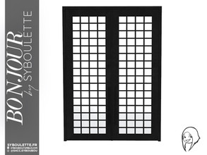 Sims 4 — Bonjour - Steel grid double front door (medium) by Syboubou — This heavy front door is made with steel in a