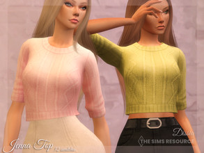 Sims 4 — Jenna Top by Dissia — Short warm sweater with mid length sleeves Available in 32 swatches