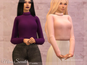 Sims 4 — Mina Sweater by Dissia — Long sleeves warm top with turtleneck Available in 57 swatches