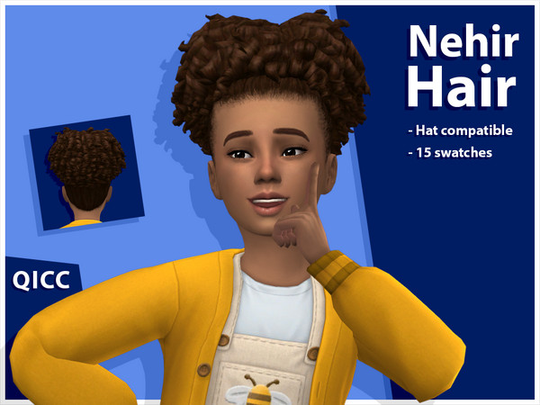 Sims 4 — Nehir Hair by qicc — A high puff afro hairstyle. - Maxis Match - Base game compatible - Hat compatible - Child -