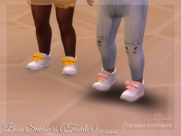 Sims 4 — Bow Sneakers Toddler by Dissia — Sneakers for toddlers with colorful laces and big bow Available in 30 swatches