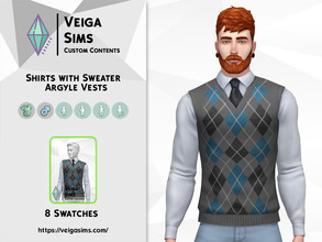 Sims 4 — Shirts with Sweater Argyle Vests by David_Mtv2 — Available in 8 swatches. There are 5 different textures for the