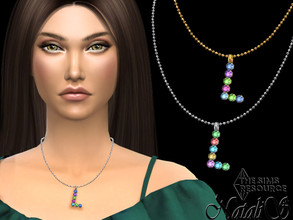 Sims 4 — Letter L multicolor pendant by Natalis — Letter L multicolor crystals pendant on the middle chain. 2 metal color
