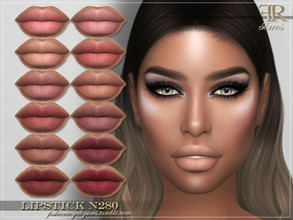 Sims 4 — FRS Lipstick N280 by FashionRoyaltySims — Standalone Custom thumbnail 12 color options HQ texture Compatible