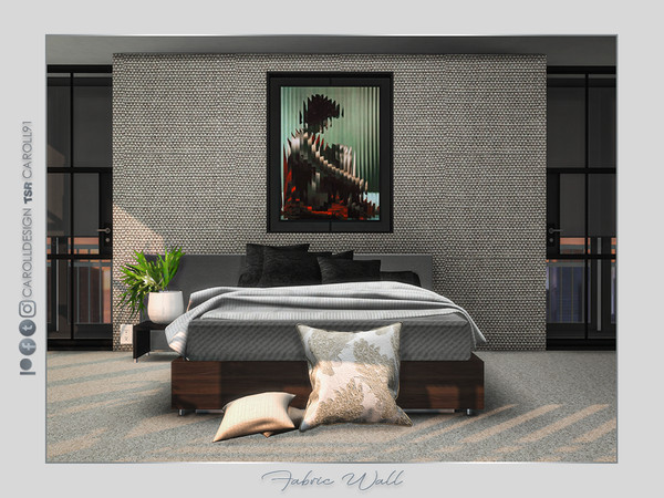 Sims 4 — Fabric Wall by Caroll912 — A 4-recolour, neutral, textured fabric wall in shades of beige, light brown and